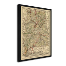 Load image into Gallery viewer, Digitally Restored and Enhanced 1888 Map of Alabama - Framed Vintage Alabama Map - Old Alabama Wall Art - Historic State of Alabama Map Print ​- Restored Wall Map of Alabama Poster
