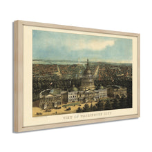 Cargar imagen en el visor de la galería, Digitally Restored and Enhanced 1871 Map of Washington DC Poster - Framed Vintage Washington DC Map Print - History Map of Washington DC Wall Art - Bird's Eye View of Washington City
