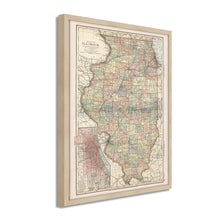 Load image into Gallery viewer, Digitally Restored and Enhanced 1891 Illinois Map Poster - Framed Vintage Map of Illinois Poster - Old Illinois State Map - Historic IL Map - Restored Map of Illinois Wall Art
