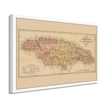 Load image into Gallery viewer, 1893 Map of Jamaica Island - Framed Vintage Jamaica - Restored Map History of Jamaica  - Old Map of the Island of Jamaica Wall Art Poster