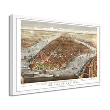 Load image into Gallery viewer, Digitally Restored and Enhanced 1876 Map of New York City Poster - Framed Vintage New York Map Print - Old New York Wall Art - Restored NYC Map - Historic Wall Map of New York City