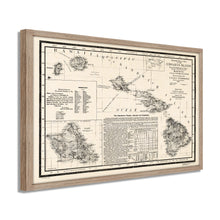 Cargar imagen en el visor de la galería, Digitally Restored and Enhanced - 1893 Hawaiian Islands Map Poster - Framed Vintage Map of Hawaiian Islands Wall Art - Restored Hawaiian Map - Topographical Map of The Hawaiian Islands