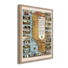 Load image into Gallery viewer, Digitally Restored and Enhanced 1949 California Map Poster - Framed Vintage Map of California Missions - Historic California Wall Art - Restored California Missions Map Print