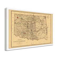 Load image into Gallery viewer, Digitally Restored and Enhanced 1887 Indian Territory Map - Framed Vintage Map of Indian Territory Oklahoma Wall Art - Old Indian Territory Map Compiled from The Official Records