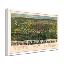 Load image into Gallery viewer, Digitally Restored and Enhanced 1891 Houston Map - Framed Vintage Houston Poster - Old Houston Wall Art - History Map of Houston TX -Historic Bird's Eye View of Houston Texas Map