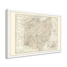 Cargar imagen en el visor de la galería, Digitally Restored and Enhanced 1894 Ohio Map Poster - Framed Vintage Ohio State Wall Art - History Map of Ohio State Poster Print