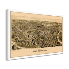 Cargar imagen en el visor de la galería, Digitally Restored and Enhanced 1891 Fort Worth Texas Map - Framed Vintage Fort Worth Map - Old Fort Worth Wall Art - Fort Worth TX Map History - Perspective Map of Fort Worth Poster