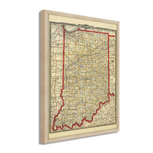 Load image into Gallery viewer, Digitally Restored and Enhanced 1888 Indiana Map Poster - Framed Vintage Map of Indiana - Restored Indiana State Map Print - Old Township & Rail Road Map of Indiana Wall Art