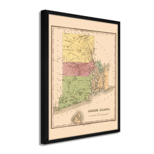 Cargar imagen en el visor de la galería, Digitally Restored and Enhanced 1829 Rhode Island State Map - Framed Vintage Rhode Island Poster - Old Rhode Island Wall Art - Historic RI Map - Restored Map of Rhode Island Print