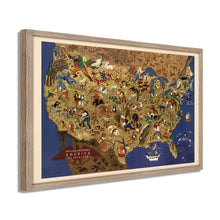 Load image into Gallery viewer, Digitally Restored and Enhanced 1946 United States Map Poster - Framed Vintage Map of the United States Wall Art - Historic USA Map Poster - Restored Map of USA & Its Folklore