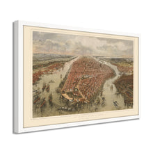 Load image into Gallery viewer, Digitally Restored and Enhanced 1865 New York Wall Art Map -Framed Vintage New York Map Print - New York City Wall Art - Old NYC Map - Bird's Eye View of New York City Map & Environs