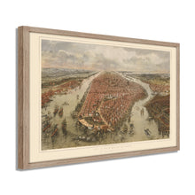 Load image into Gallery viewer, Digitally Restored and Enhanced 1865 New York Wall Art Map -Framed Vintage New York Map Print - New York City Wall Art - Old NYC Map - Bird's Eye View of New York City Map & Environs