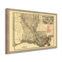 Cargar imagen en el visor de la galería, Digitally Restored and Enhanced 1896 Louisiana State Map - Framed Vintage Louisiana Map Poster - Old Louisiana Wall Art - Restored Louisiana State Map Poster Showing Cities & Towns