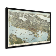 Cargar imagen en el visor de la galería, Digitally Restored and Enhanced 1891 Seattle Map Poster - Framed Vintage Seattle Map Wall Art - Old Seattle Map Art - Bird's Eye View of Seattle & Environs King County Washington
