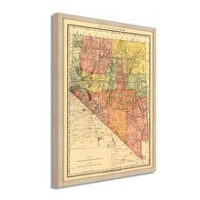 Load image into Gallery viewer, Digitally Restored and Enhanced 1893 Nevada Map Poster - Framed Vintage Map of Nevada Wall Art - Restored Nevada Poster - Old Indexed County & Township Map The of State of Nevada