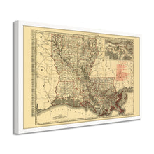 Cargar imagen en el visor de la galería, Digitally Restored and Enhanced 1896 Louisiana State Map - Framed Vintage Louisiana Map Poster - Old Louisiana Wall Art - Restored Louisiana State Map Poster Showing Cities & Towns