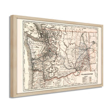 Load image into Gallery viewer, Digitally Restored and Enhanced 1888 Washington State Map Poster - Framed Vintage Washington Map - Old WA State Map - Restored Township & Railroad Map of Washington State Poster