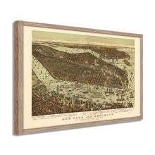 Load image into Gallery viewer, Digitally Restored and Enhanced - 1892 New York and Brooklyn Poster Map - Framed Vintage New York City Poster - Old NYC Wall Art - Restored NYC Map - New York & Brooklyn Map Wall Art