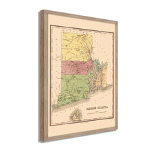Cargar imagen en el visor de la galería, Digitally Restored and Enhanced 1829 Rhode Island State Map - Framed Vintage Rhode Island Poster - Old Rhode Island Wall Art - Historic RI Map - Restored Map of Rhode Island Print