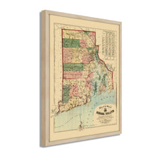 Load image into Gallery viewer, Digitally Restored and Enhanced 1880 Rhode Island State Map - Framed Vintage Rhode Island Poster - Old Rhode Island Wall Art - Historic  Map of Rhode Island & Providence Plantations