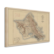 Load image into Gallery viewer, Digitally Restored and Enhanced 1938 Map of Oahu Hawaii - Framed Vintage Oahu Wall Art - Old Oahu Hawaii Map - Topographic Map of Oahu Poster - City & County of Honolulu Hawaii
