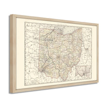 Cargar imagen en el visor de la galería, Digitally Restored and Enhanced 1894 Ohio Map Poster - Framed Vintage Ohio State Wall Art - History Map of Ohio State Poster Print