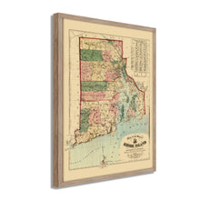 Load image into Gallery viewer, Digitally Restored and Enhanced 1880 Rhode Island State Map - Framed Vintage Rhode Island Poster - Old Rhode Island Wall Art - Historic  Map of Rhode Island & Providence Plantations