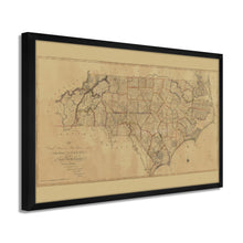 Load image into Gallery viewer, Digitally Restored and Enhanced 1808 State Map of North Carolina - Black Framed Vintage Wall Map of North Carolina - Old NC Map Poster - First Actual Survey of North Carolina Wall Art