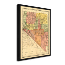 Load image into Gallery viewer, Digitally Restored and Enhanced 1893 Nevada Map Poster - Framed Vintage Map of Nevada Wall Art - Restored Nevada Poster - Old Indexed County & Township Map The of State of Nevada