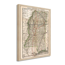 Cargar imagen en el visor de la galería, Digitally Restored and Enhanced 1888 Mississippi Map - Framed Vintage Mississippi State Map - Old Mississippi Road Map - Railroad Commissioner's State Map of Mississippi Wall Art Poster Print