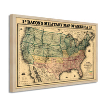 Load image into Gallery viewer, Digitally Restored and Enhanced 1862 USA Map Poster - Framed Vintage Map of USA Wall Art - Old United States Map Print - Restored Bacon's Military Map of the United States of America