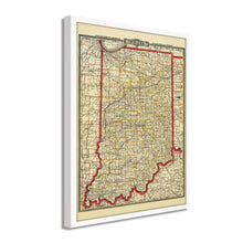 Load image into Gallery viewer, Digitally Restored and Enhanced 1888 Indiana Map Poster - Framed Vintage Map of Indiana - Restored Indiana State Map Print - Old Township & Rail Road Map of Indiana Wall Art