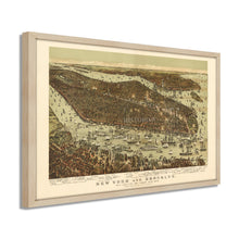Load image into Gallery viewer, Digitally Restored and Enhanced - 1892 New York and Brooklyn Poster Map - Framed Vintage New York City Poster - Old NYC Wall Art - Restored NYC Map - New York & Brooklyn Map Wall Art