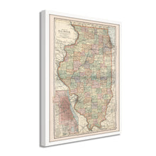 Load image into Gallery viewer, Digitally Restored and Enhanced 1891 Illinois Map Poster - Framed Vintage Map of Illinois Poster - Old Illinois State Map - Historic IL Map - Restored Map of Illinois Wall Art
