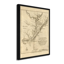 Load image into Gallery viewer, Digitally Restored and Enhanced 1781 Cape Fear River Map - Framed Vintage Map of North Carolina Poster - Old North Carolina Wall Art - Restored Cape Fear River NC Map Poster
