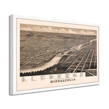 Cargar imagen en el visor de la galería, Digitally Restored and Enhanced 1879 Minneapolis Map Poster - Framed Vintage Minneapolis Minnesota Map Print - Old City of Minneapolis Wall Art - History Map of Minneapolis MN