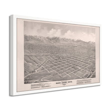 Load image into Gallery viewer, Digitally Restored and Enhanced 1875 Utah Map Poster - Framed Vintage Salt Lake City Map - Old Utah Wall Map - Restored Utah Wall Art - Bird's Eye View of Salt Lake City Utah Poster