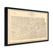 Load image into Gallery viewer, Digitally Restored and Enhanced 1898 Map of Kansas Poster - Framed Vintage Kansas Map Poster - Old Kansas Wall Art - Restored Kansas State Map - Historic State of Kansas Wall Map