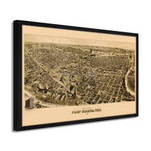 Cargar imagen en el visor de la galería, Digitally Restored and Enhanced 1891 Fort Worth Texas Map - Framed Vintage Fort Worth Map - Old Fort Worth Wall Art - Fort Worth TX Map History - Perspective Map of Fort Worth Poster