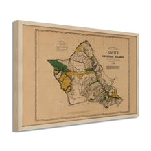 Load image into Gallery viewer, Digitally Restored and Enhanced 1881 Oahu Hawaiian Islands Map - Framed Vintage Oahu Wall Art - Old Hawaiian Map Poster - Restored Map of Oahu Poster - Historic Oahu Hawaii Map