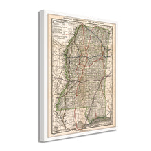 Cargar imagen en el visor de la galería, Digitally Restored and Enhanced 1888 Mississippi Map - Framed Vintage Mississippi State Map - Old Mississippi Road Map - Railroad Commissioner's State Map of Mississippi Wall Art Poster Print