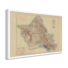 Load image into Gallery viewer, Digitally Restored and Enhanced 1938 Map of Oahu Hawaii - Framed Vintage Oahu Wall Art - Old Oahu Hawaii Map - Topographic Map of Oahu Poster - City & County of Honolulu Hawaii