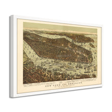 Load image into Gallery viewer, Digitally Restored and Enhanced - 1892 New York and Brooklyn Poster Map - Framed Vintage New York City Poster - Old NYC Wall Art - Restored NYC Map - New York & Brooklyn Map Wall Art