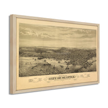 Load image into Gallery viewer, Digitally Restored and Enhanced 1878 Seattle Map Poster - Framed Vintage Map of Seattle Wall Art - Old Seattle Wall Map - Bird's Eye View of Seattle Puget Sound Washington Territory