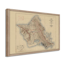 Load image into Gallery viewer, Digitally Restored and Enhanced 1938 Map of Oahu Hawaii - Framed Vintage Oahu Wall Art - Old Oahu Hawaii Map - Topographic Map of Oahu Poster - City & County of Honolulu Hawaii