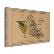 Load image into Gallery viewer, Digitally Restored and Enhanced 1881 Oahu Hawaiian Islands Map - Framed Vintage Oahu Wall Art - Old Hawaiian Map Poster - Restored Map of Oahu Poster - Historic Oahu Hawaii Map