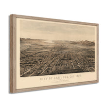 Cargar imagen en el visor de la galería, Digitally Restored and Enhanced 1875 San Jose California Map Poster - Framed Vintage San Jose Wall Art - History Map of California - Old Bird's Eye View Map of San Jose CA