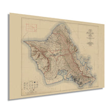 Load image into Gallery viewer, Digitally Restored and Enhanced 1938 Island of Oahu Map - Oahu Hawaii Vintage Map Wall Art - Topographic Map of the Island of Oahu Poster - City and County of Honolulu Hawaii - Oahu Print