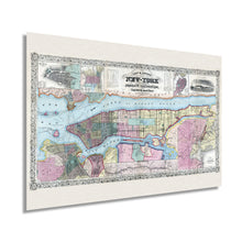Load image into Gallery viewer, Digitally Restored and Enhanced 1857 New York City and Vicinity Map Art - NYC Vintage Map Wall Art - Map of New York City, Brooklyn, Williamsburg, Jersey City, Philidelphia, Boston - NYC Decor