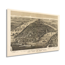 Load image into Gallery viewer, Digitally Restored and Enhanced 1886 Map of New York City Poster - NYC Vintage Map Wall Art - Panoramic Birds Eye View of New York City Map Art - New York City Map Print - NYC Vintage Poster